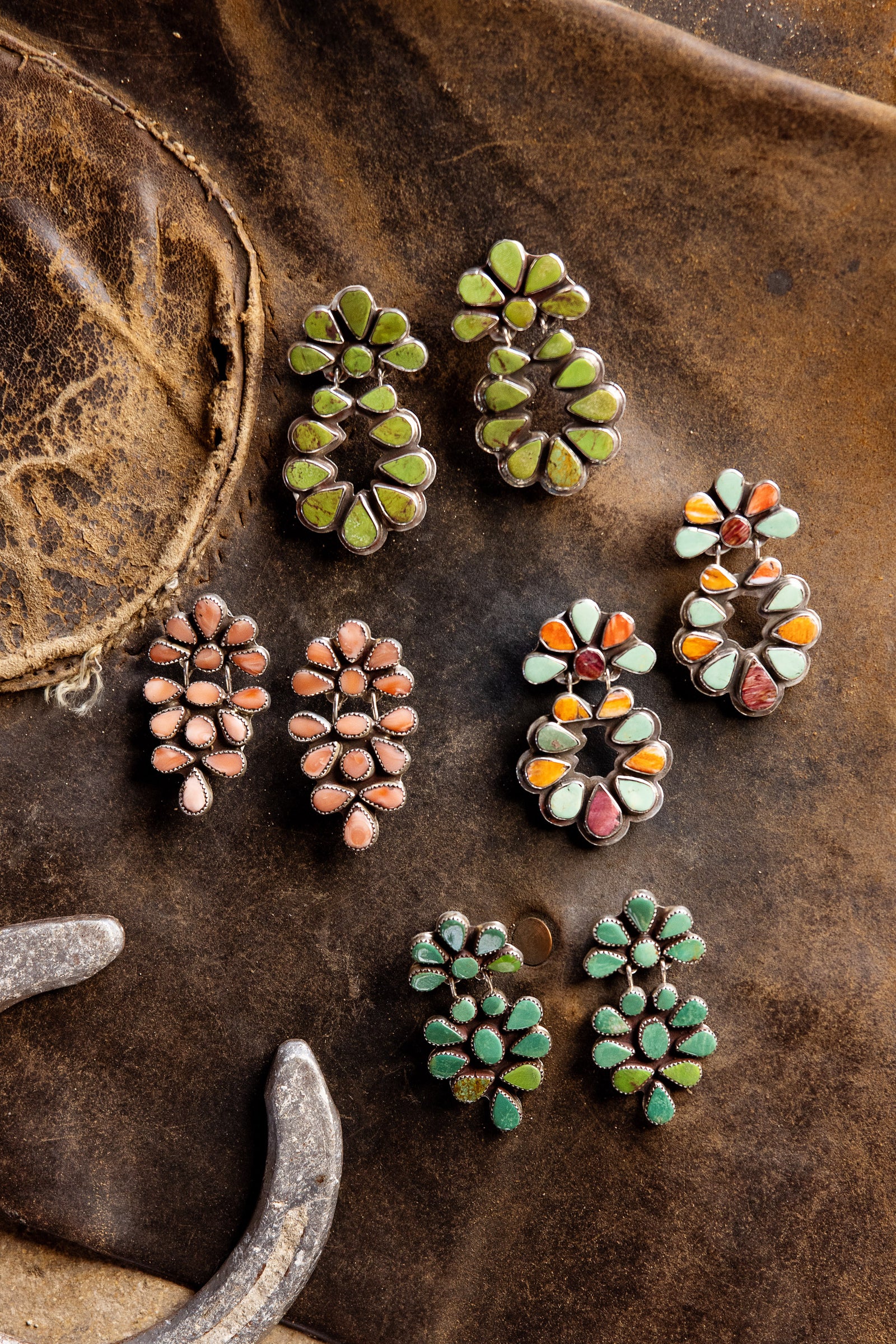 Earrings, Oscar Betz, Triangle, Turquoise, Hallmark, 585T1