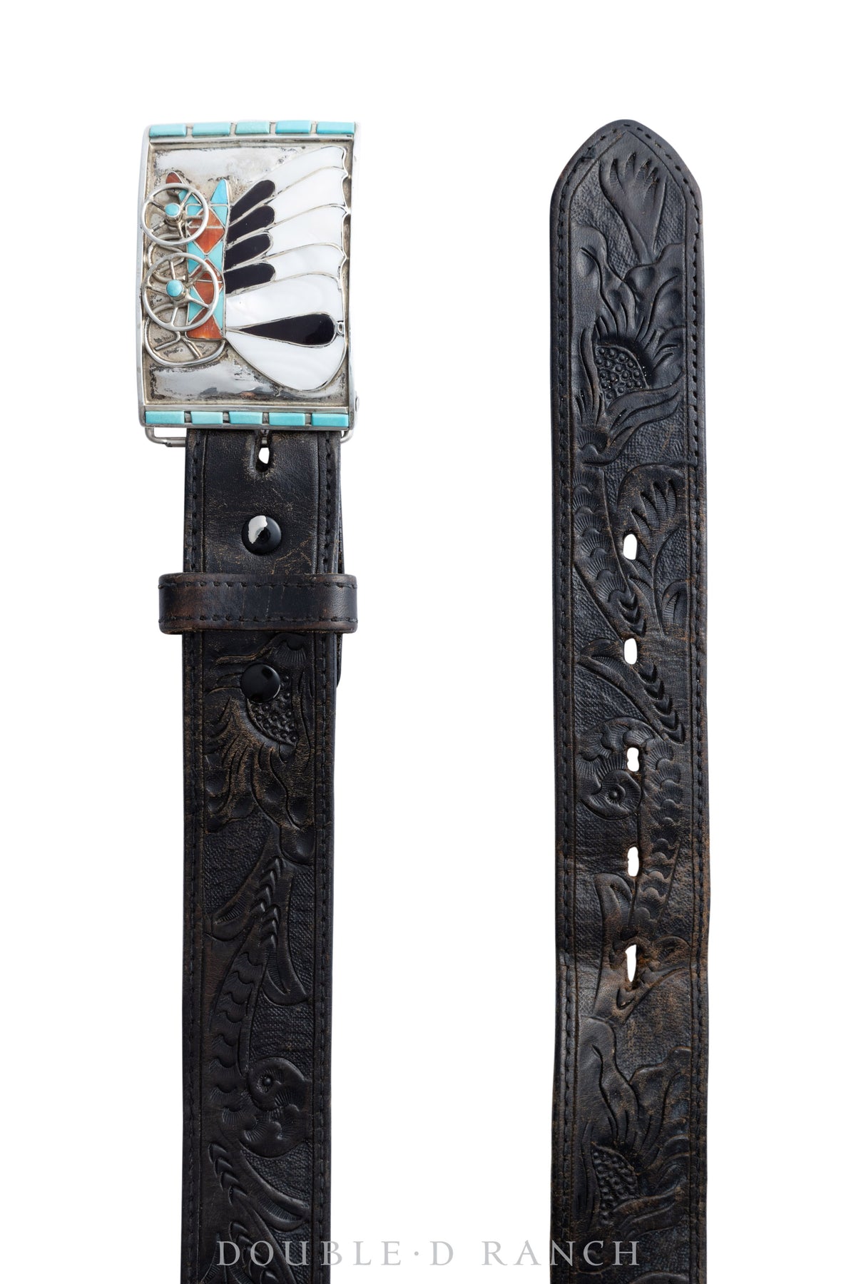 Belt & Bolo Set, Inlay, Conestoga Wagon, Lincoln Zunie, Hallmark, Vintage ‘50s, 1739