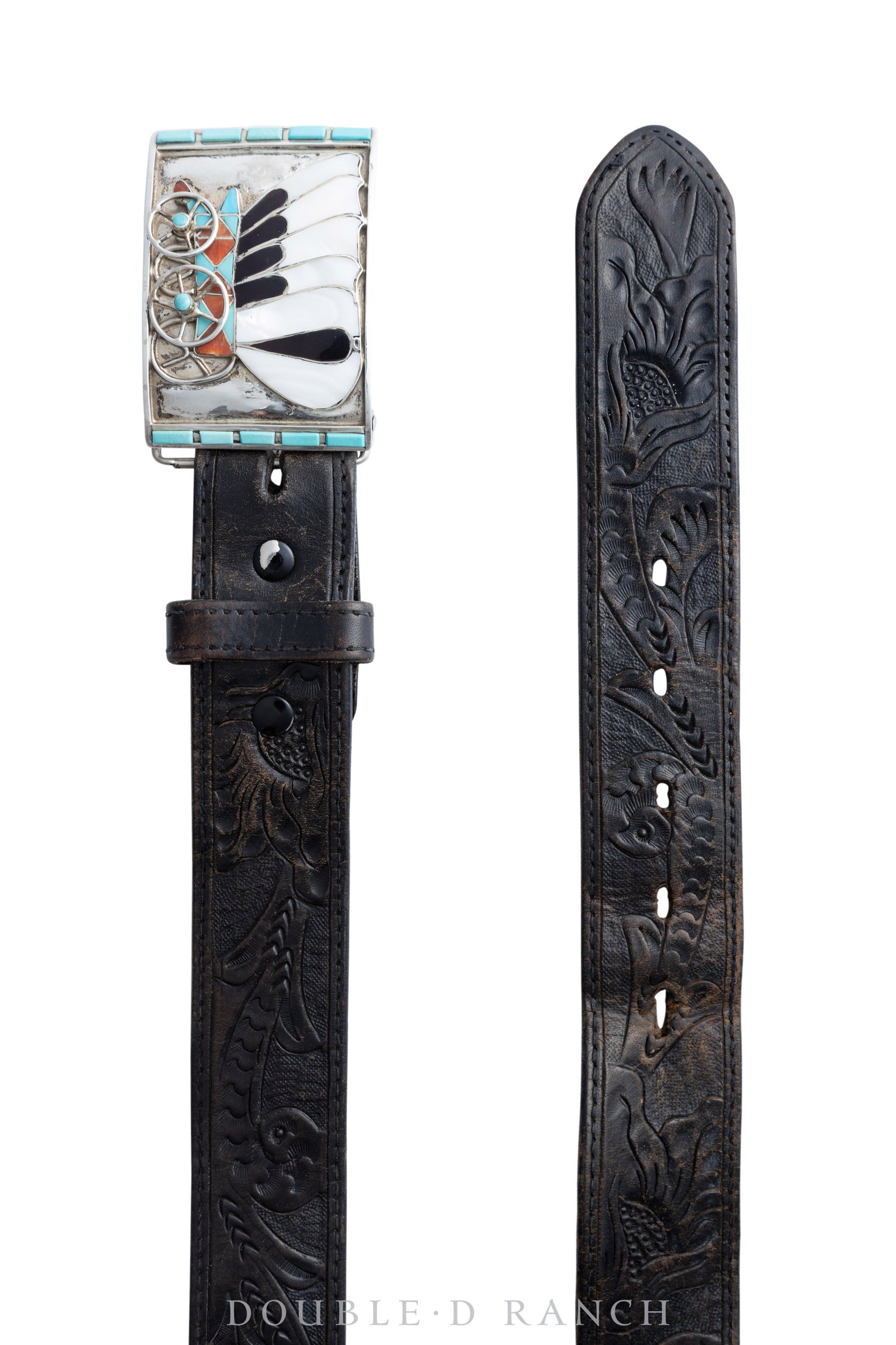 Belt & Bolo Set, Inlay, Conestoga Wagon, Lincoln Zunie, Hallmark, Vintage ‘50s, 1739