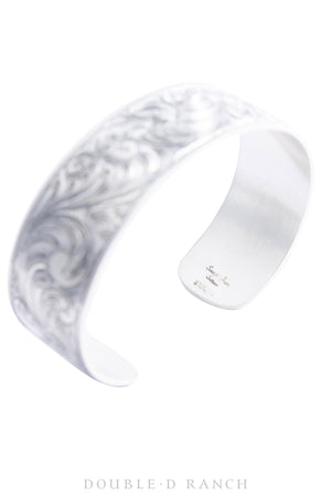 Cuff, Engraved, Sterling Silver, Western Scroll, Artisan, Contemporary, 3302